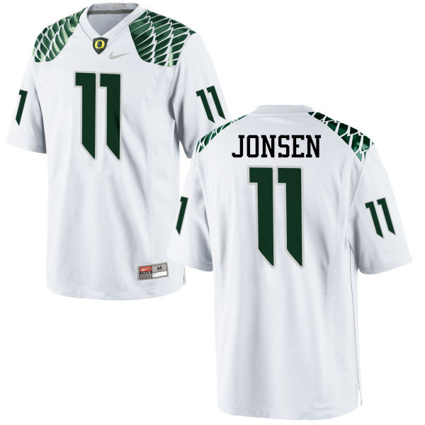 Men #11 Travis Jonsen Oregon Ducks College Football Jerseys-White - Click Image to Close
